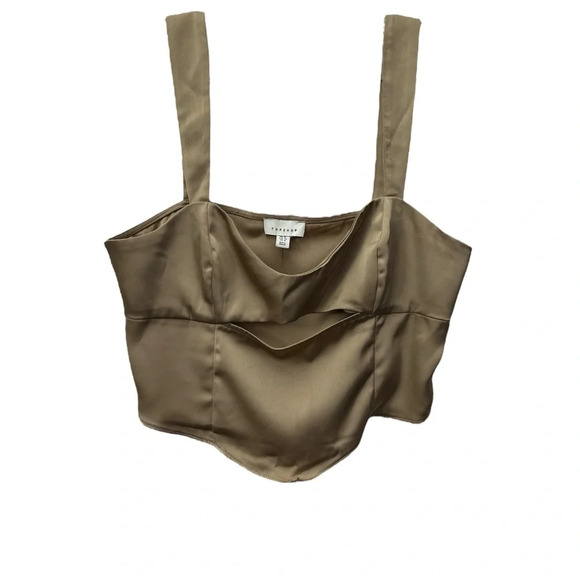 Topshop Satin Corset Cut Out Top Gold Size 12 NWOT - Picture 2 of 6